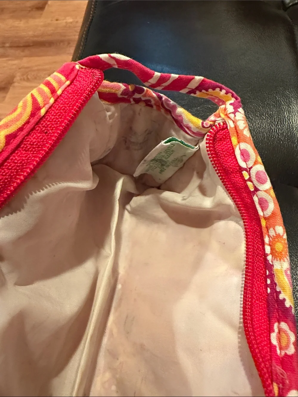 Vera Bradley Pink Floral Paisley Cosmetic Clutch with Yellow Accents